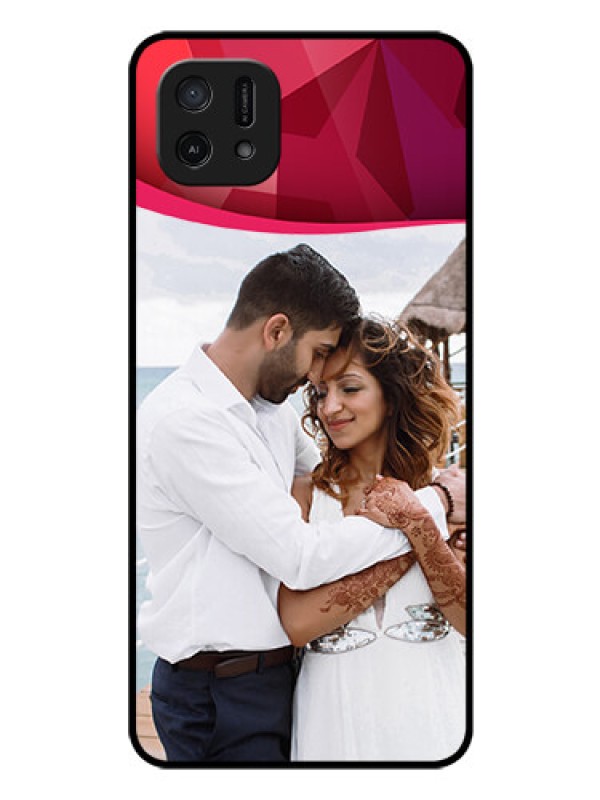 Custom Oppo A16k Custom Glass Mobile Case - Red Abstract Design