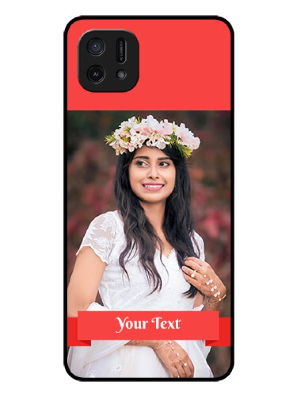 Custom Oppo A16k Custom Glass Phone Case - Simple Red Color Design
