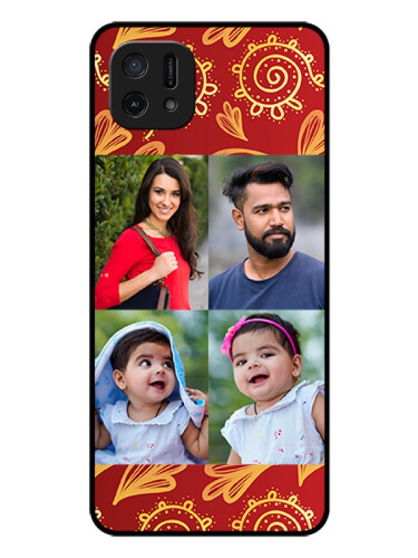Custom Oppo A16k Photo Printing on Glass Case - 4 Image Traditional Design