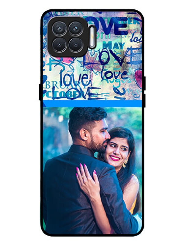 Custom Oppo F17 Custom Glass Mobile Case  - Colorful Love Design
