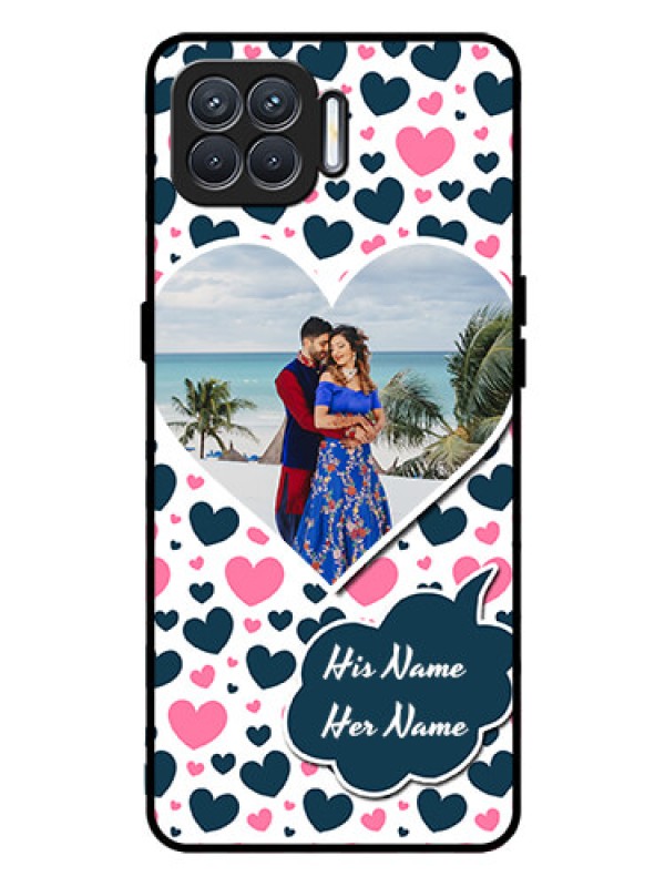 Custom Oppo F17 Custom Glass Phone Case  - Pink & Blue Heart Design