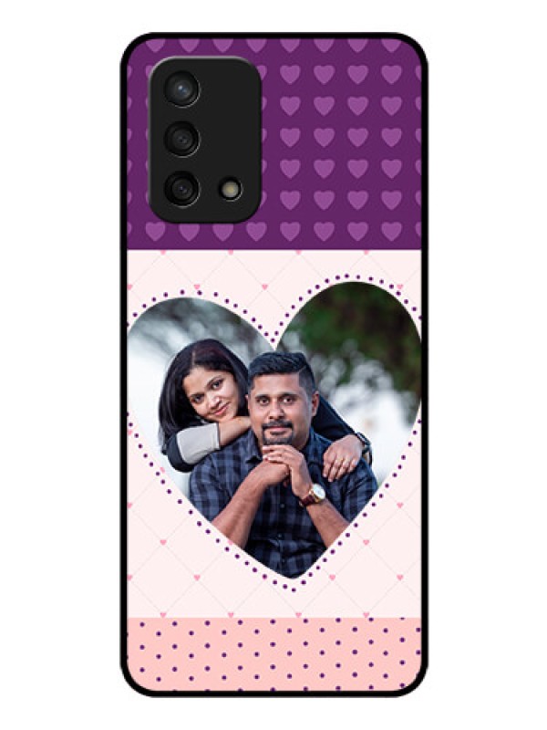 Custom Oppo F19s Custom Glass Phone Case - Violet Love Dots Design