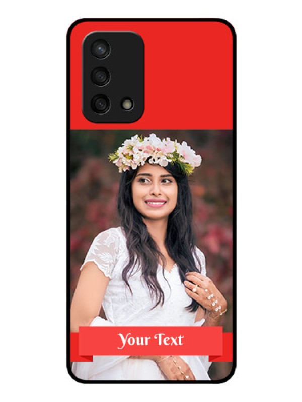 Custom Oppo F19s Custom Glass Phone Case - Simple Red Color Design