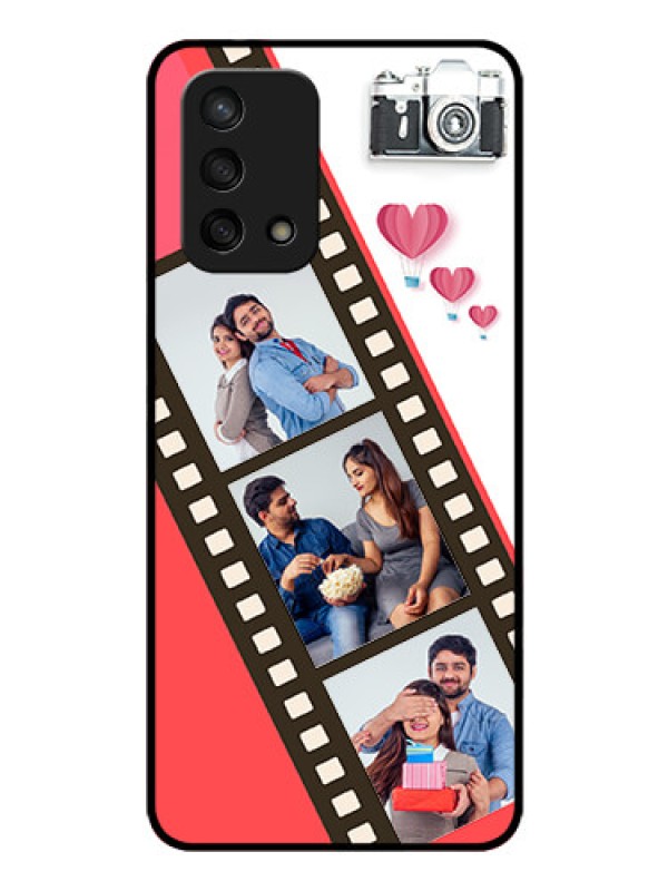 Custom Oppo F19s Personalized Glass Phone Case - 3 Image Holder with Film Reel