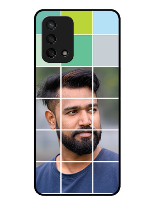 Custom Oppo F19s Photo Printing on Glass Case - with white box pattern 