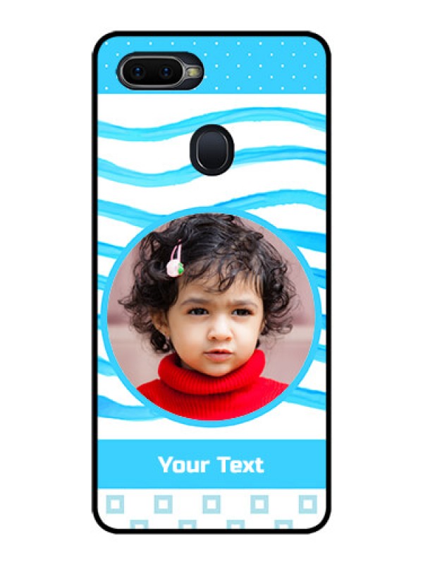 Custom Oppo F9 Pro Custom Glass Phone Case  - Simple Blue Case Design