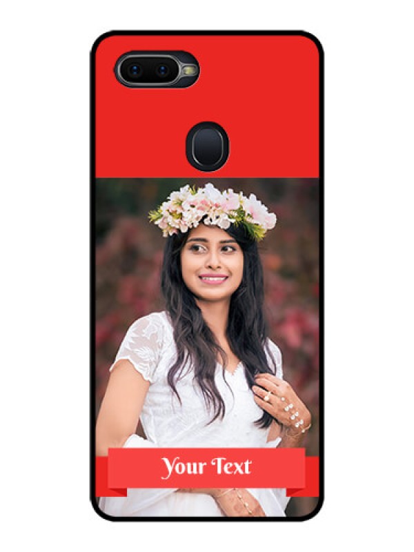Custom Oppo F9 Pro Custom Glass Phone Case  - Simple Red Color Design