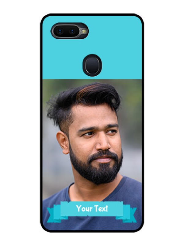 Custom Oppo F9 Pro Personalized Glass Phone Case  - Simple Blue Color Design