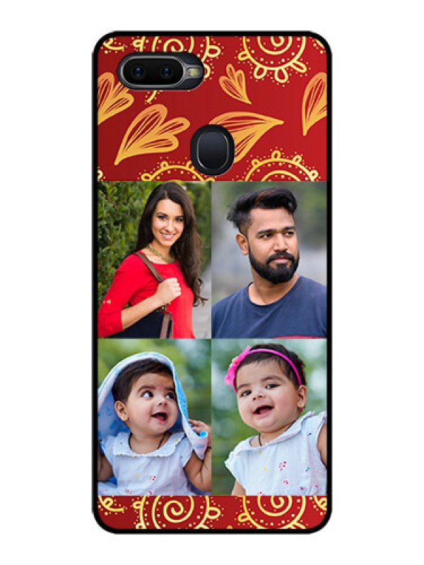 Custom Oppo F9 Pro Photo Printing on Glass Case  - 4 Image Traditional Design