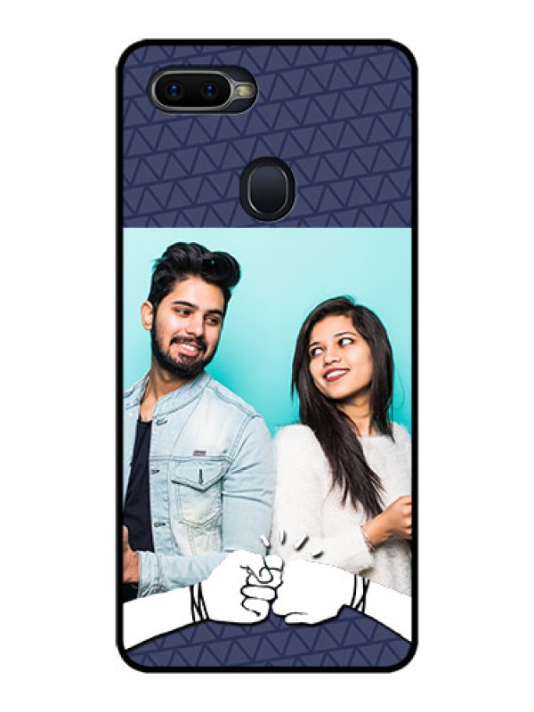 Custom Oppo F9 Pro Photo Printing on Glass Case  - with Best Friends Design  