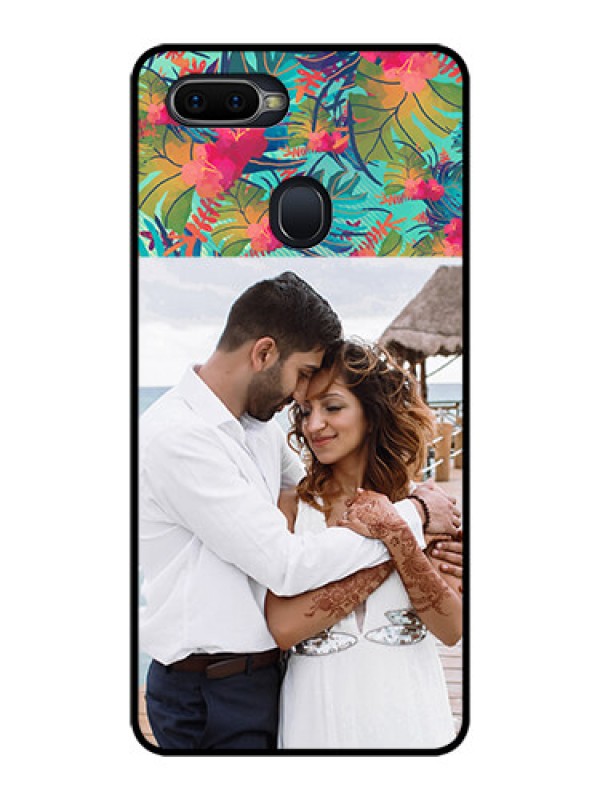 Custom Oppo F9 Pro Photo Printing on Glass Case  - Watercolor Floral Design