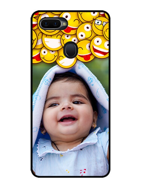 Custom Oppo F9 Pro Custom Glass Mobile Case  - with Smiley Emoji Design