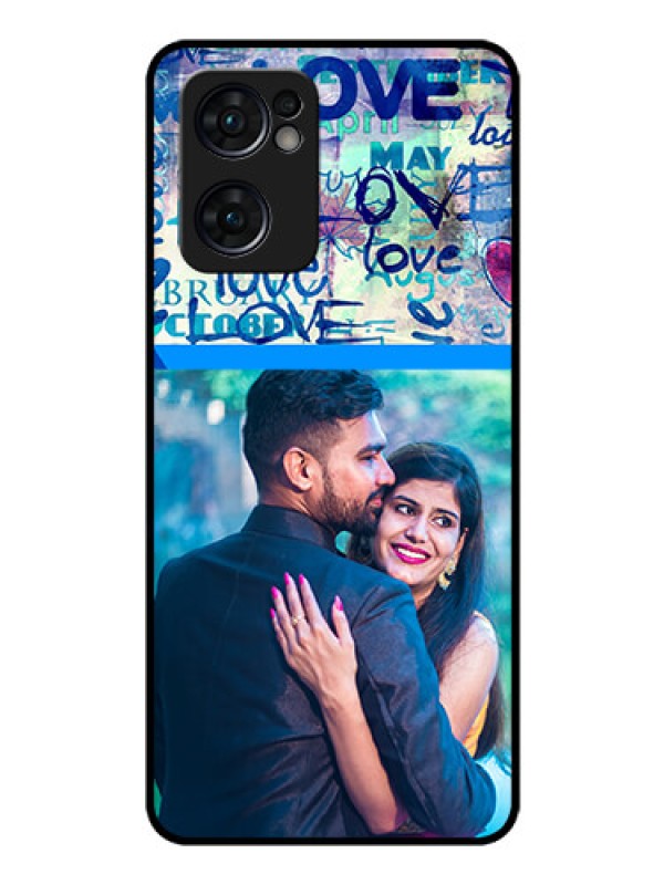 Custom Reno 7 5G Custom Glass Mobile Case - Colorful Love Design