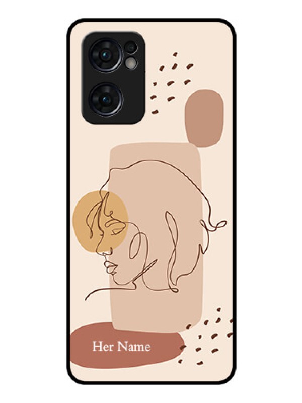 Custom Oppo Reno 7 5G Photo Printing on Glass Case - Calm Woman line art Design