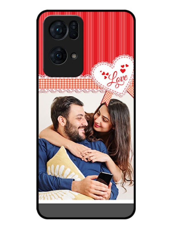 Custom Oppo Reno 7 Pro 5G Custom Glass Mobile Case - Red Love Pattern Design