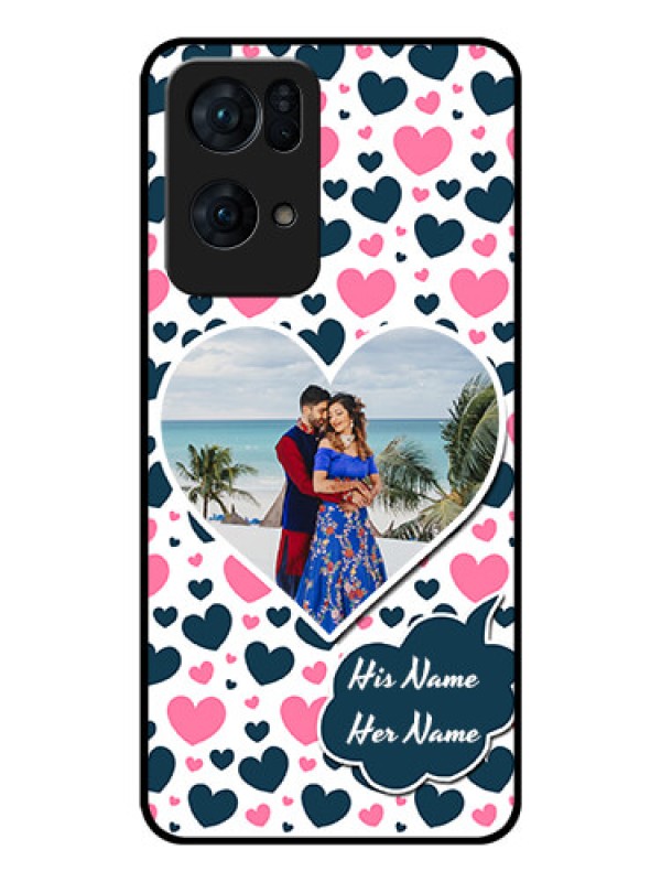 Custom Oppo Reno 7 Pro 5G Custom Glass Phone Case - Pink & Blue Heart Design