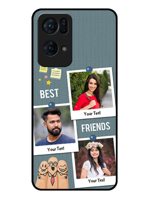 Custom Oppo Reno 7 Pro 5G Personalized Glass Phone Case - Sticky Frames and Friendship Design