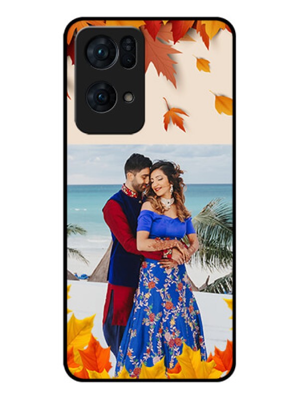 Custom Oppo Reno 7 Pro 5G Photo Printing on Glass Case - Autumn Maple Leaves Design