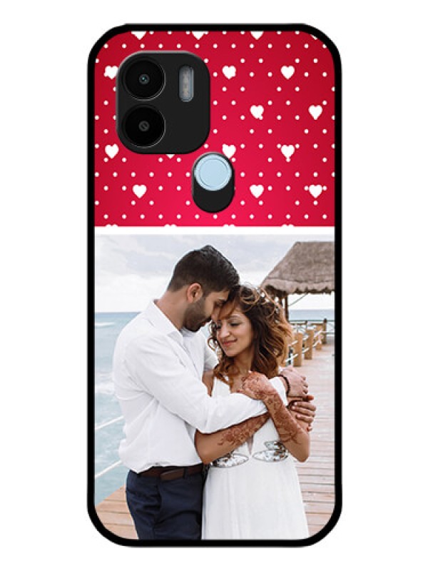 Custom Poco C51 Photo Printing on Glass Case - Hearts Mobile Case Design
