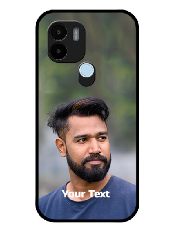 Custom Poco C51 Glass Mobile Cover: Photo with Text