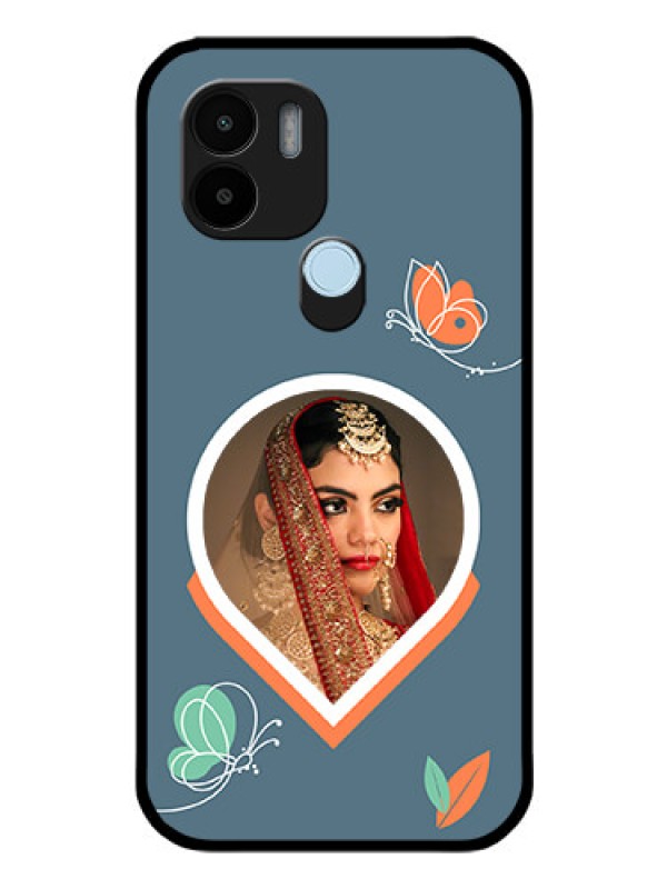 Custom Poco C51 Custom Glass Mobile Case - Droplet Butterflies Design