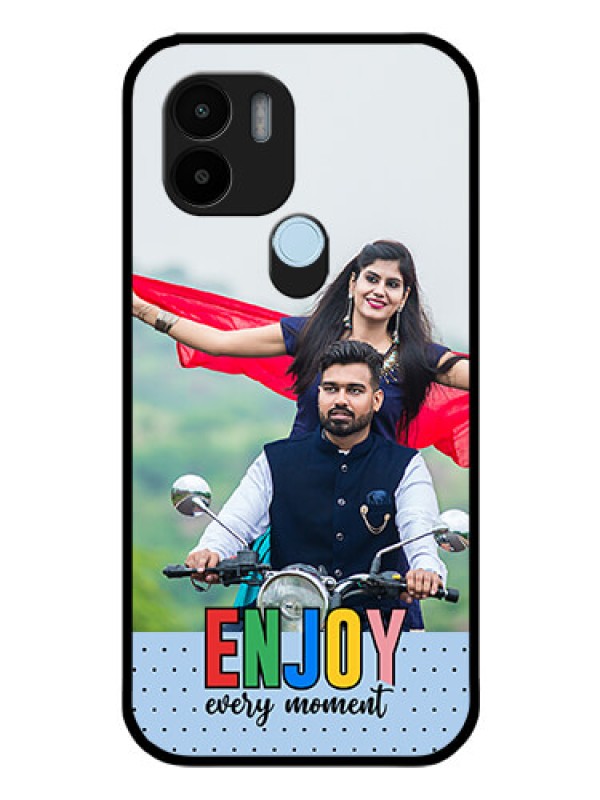 Custom Poco C51 Photo Printing on Glass Case - Enjoy Every Moment Design