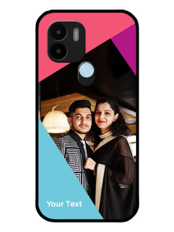 Custom Poco C51 Custom Glass Mobile Case - Stacked Triple colour Design