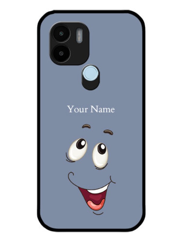 Custom Poco C51 Photo Printing on Glass Case - Laughing Cartoon Face Design