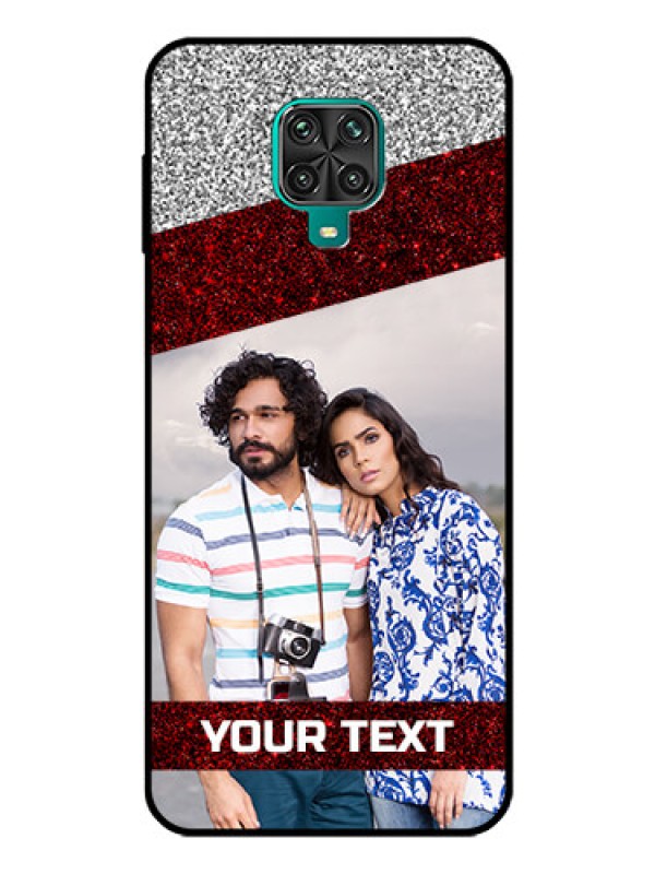 Custom Poco M2 Pro Personalized Glass Phone Case  - Image Holder with Glitter Strip Design