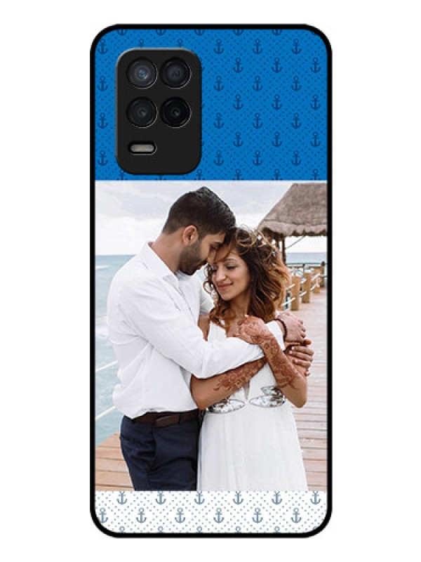 Custom Realme 8 5G Photo Printing on Glass Case - Blue Anchors Design