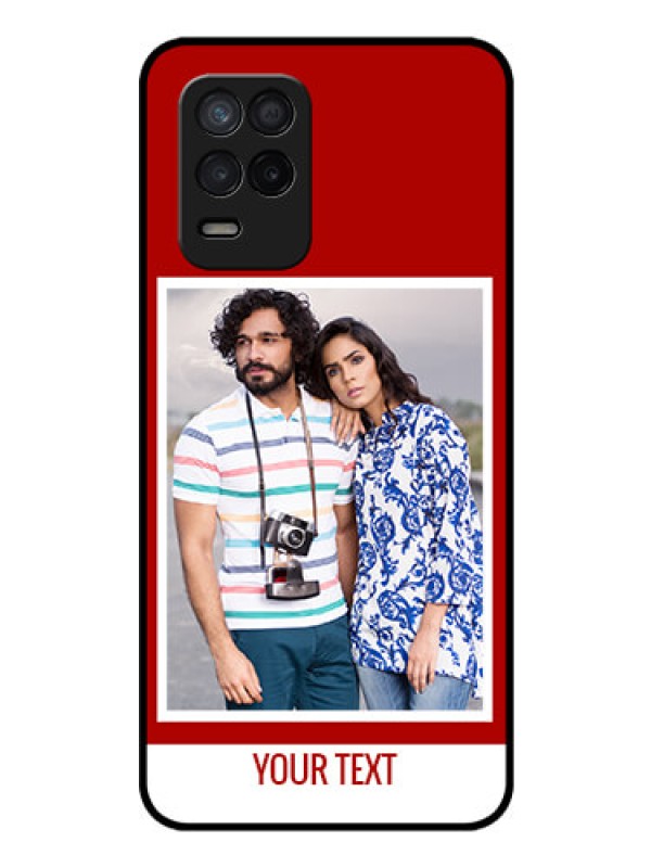 Custom Realme 8 5G Personalized Glass Phone Case - Simple Red Color Design