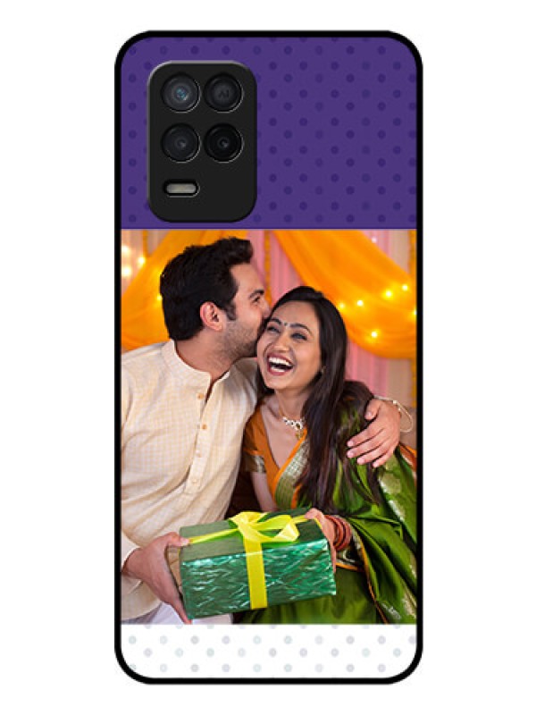 Custom Realme 8 5G Personalized Glass Phone Case - Violet Pattern Design