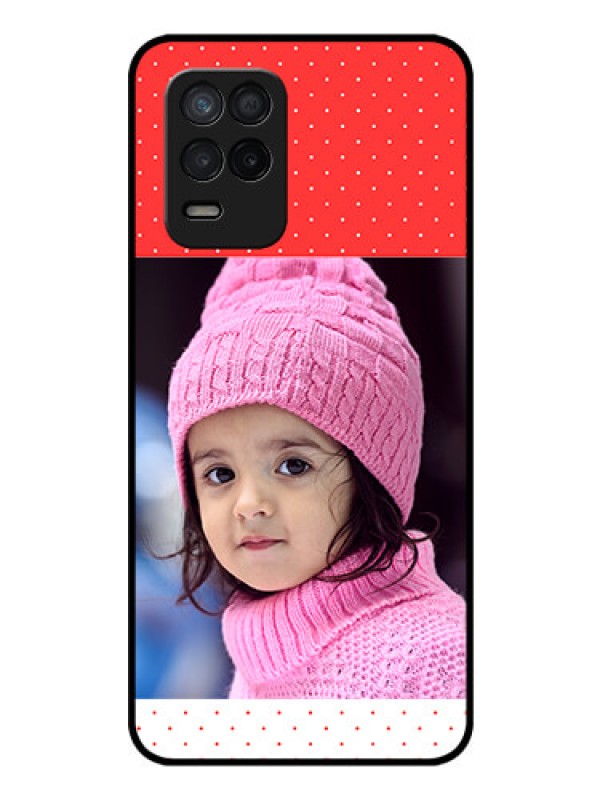 Custom Realme 8 5G Photo Printing on Glass Case - Red Pattern Design