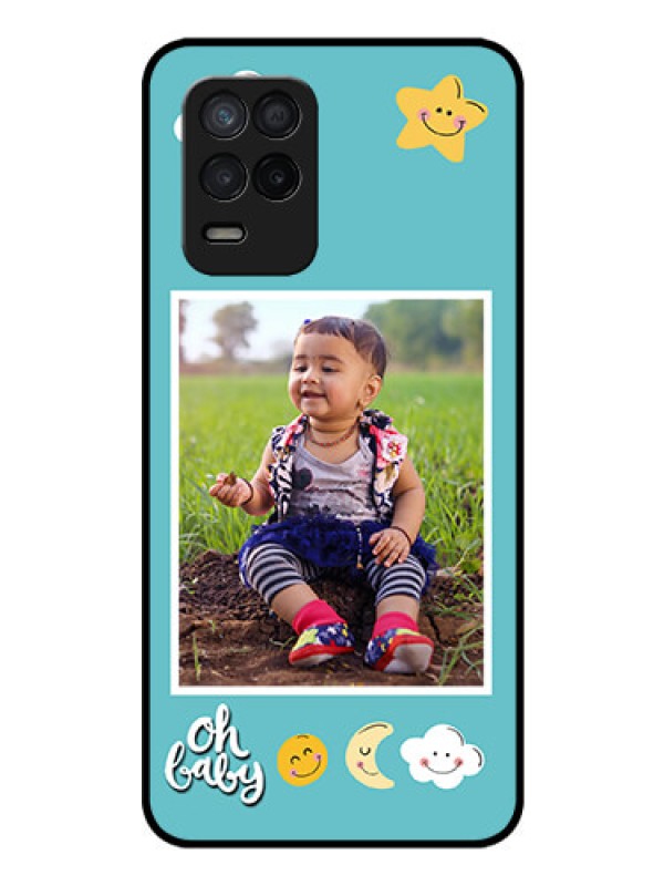 Custom Realme 8 5G Personalized Glass Phone Case - Smiley Kids Stars Design