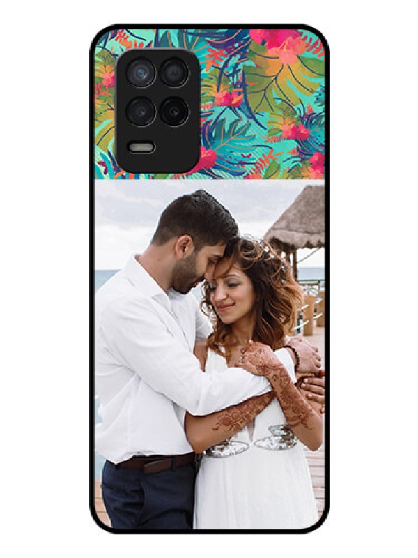 Custom Realme 8 5G Photo Printing on Glass Case - Watercolor Floral Design