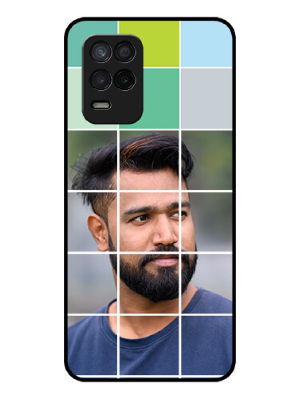 Custom Realme 8 5G Photo Printing on Glass Case - with white box pattern 