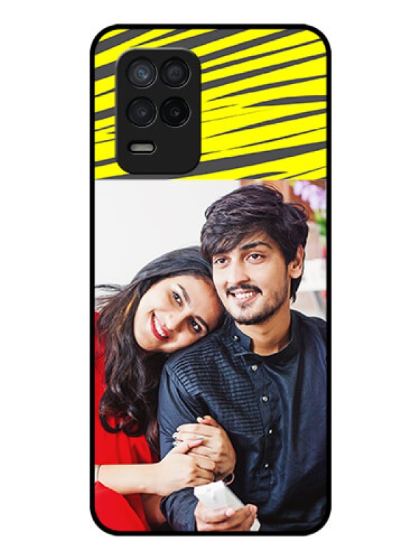 Custom Realme 9 5G Photo Printing on Glass Case - Yellow Abstract Design