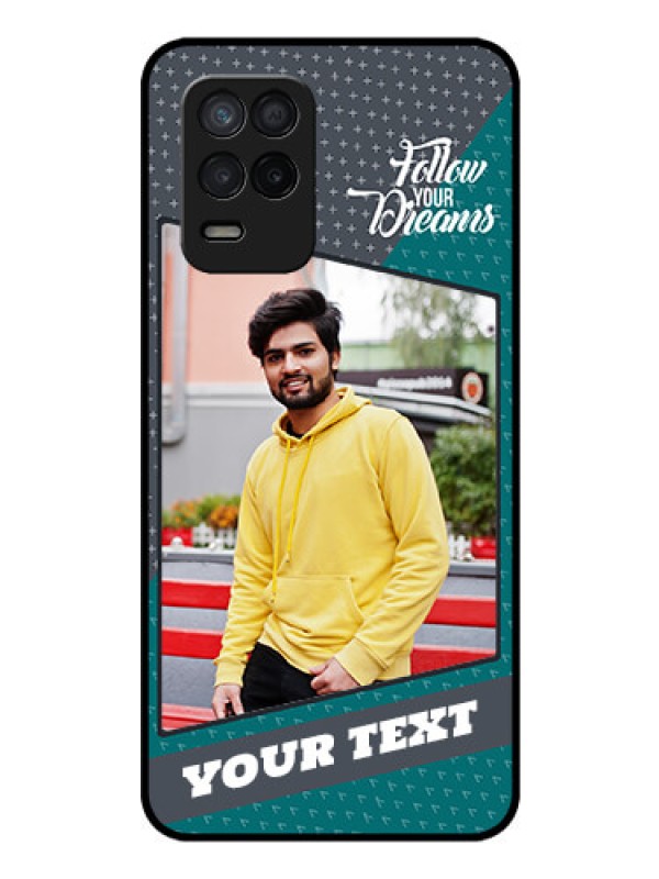 Custom Realme 9 5G Personalized Glass Phone Case - Background Pattern Design with Quote