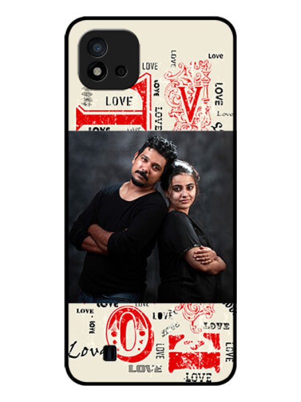 Custom Realme C20 Photo Printing on Glass Case - Trendy Love Design Case
