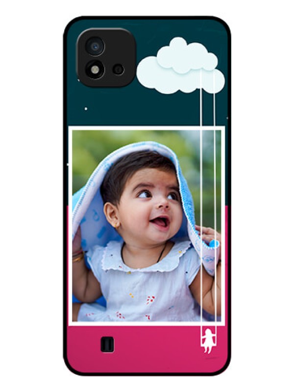 Custom Realme C20 Custom Glass Phone Case - Cute Girl with Cloud Design