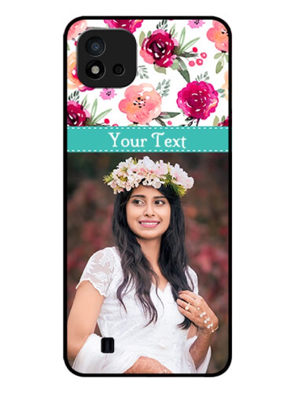 Custom Realme C20 Custom Glass Phone Case - Watercolor Floral Design
