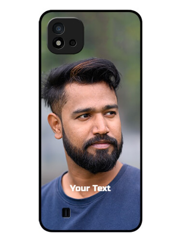 Custom Realme C20 Glass Mobile Cover: Photo with Text