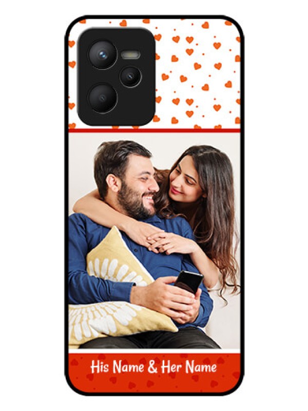 Custom Realme C35 Custom Glass Phone Case - Orange Love Symbol Design