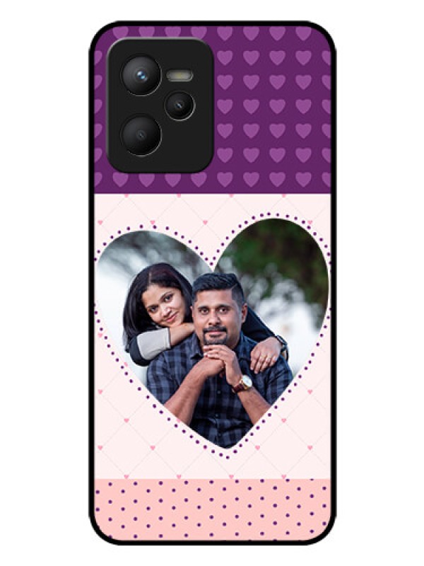 Custom Realme C35 Custom Glass Phone Case - Violet Love Dots Design