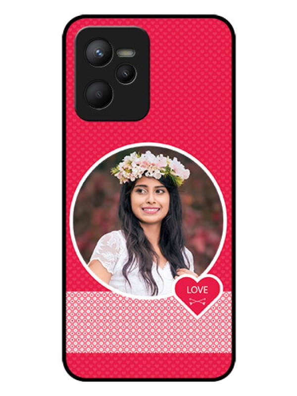 Custom Realme C35 Personalised Glass Phone Case - Pink Pattern Design
