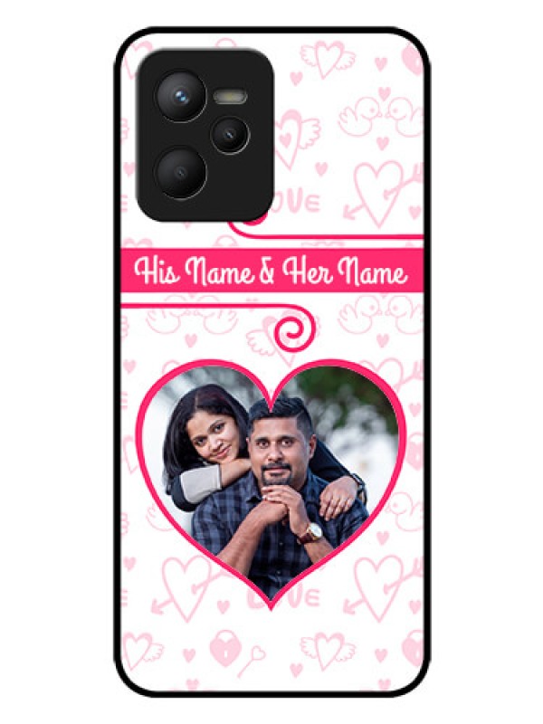 Custom Realme C35 Personalized Glass Phone Case - Heart Shape Love Design