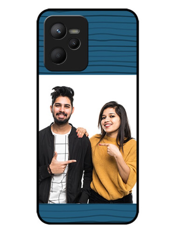 Custom Realme C35 Custom Glass Phone Case - Blue Pattern Cover Design