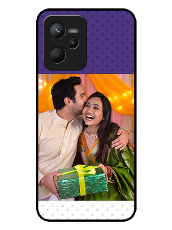 Custom Realme C35 Personalized Glass Phone Case - Violet Pattern Design