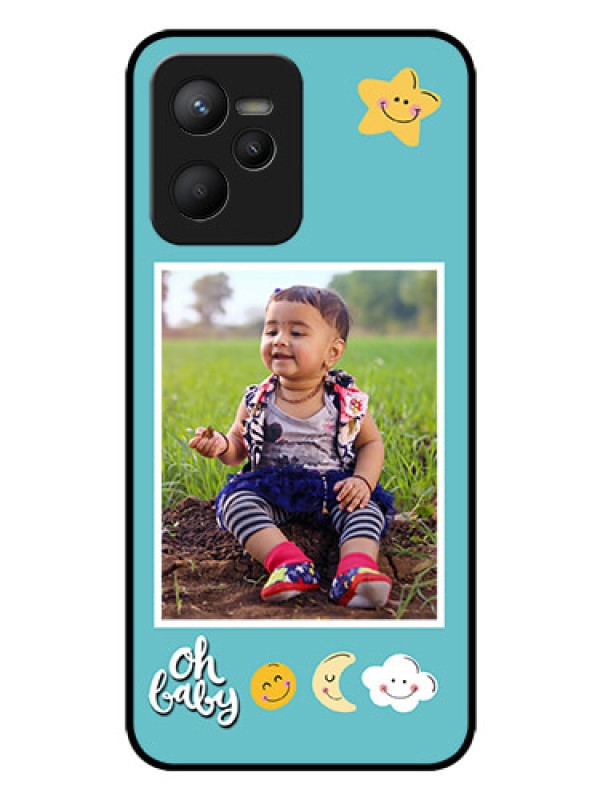Custom Realme C35 Personalized Glass Phone Case - Smiley Kids Stars Design