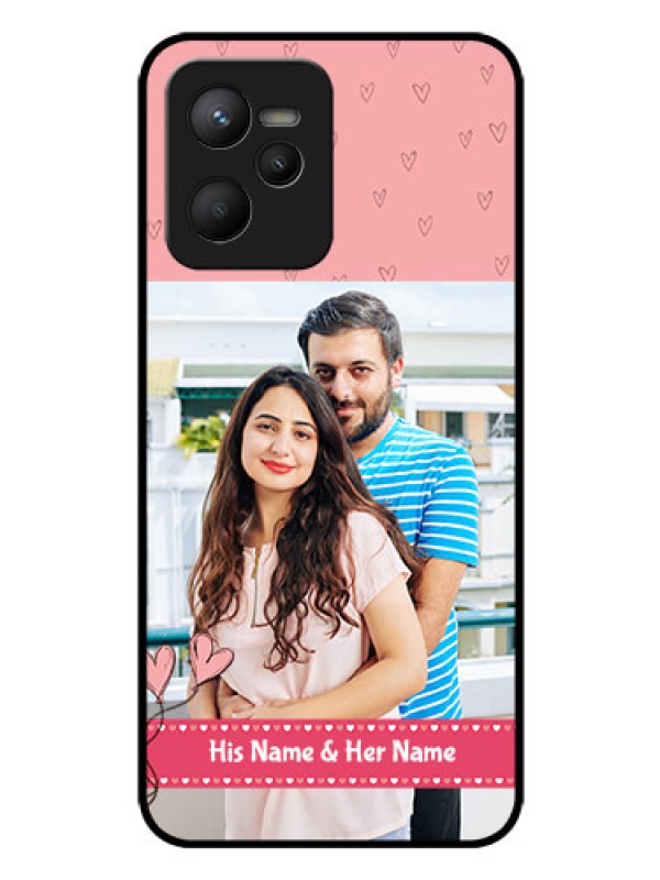 Custom Realme C35 Personalized Glass Phone Case - Love Design Peach Color